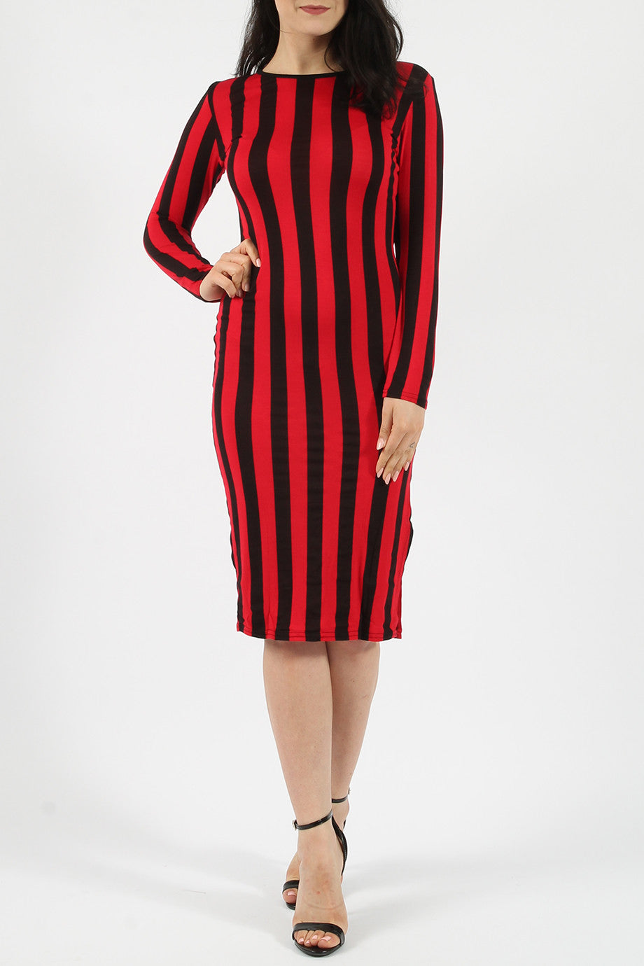 celeb midi dress Celeb Stripe Midi Dress – GlamourNaire
