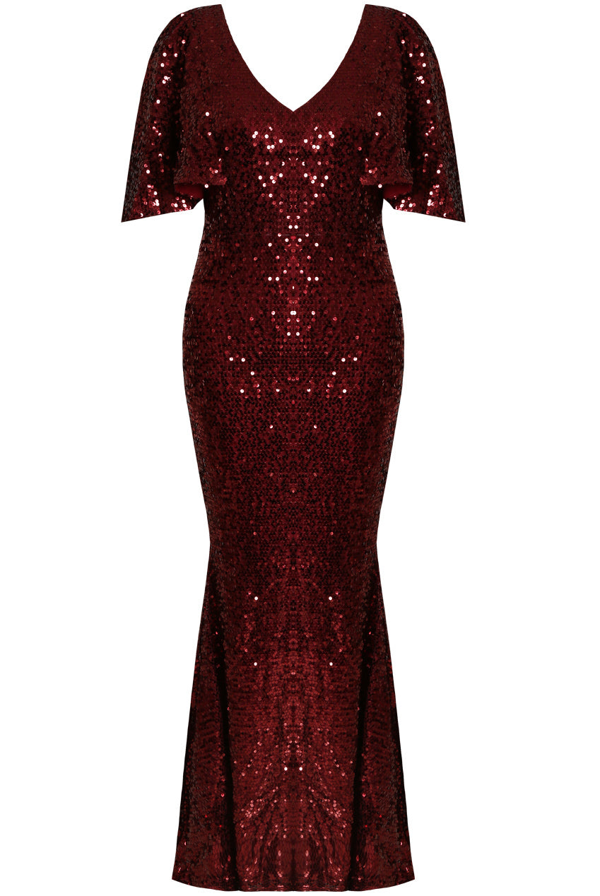 Contrast Sequin Bell Sleeve Maxi Dress – GlamourNaire