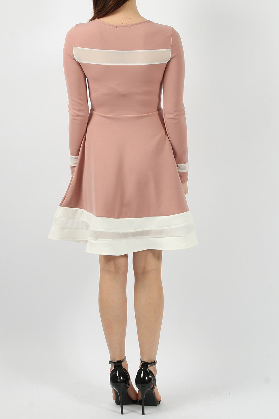 Mesh Panel Skater Dress – GlamourNaire Mesh Panel Skater Dress – GlamourNaire