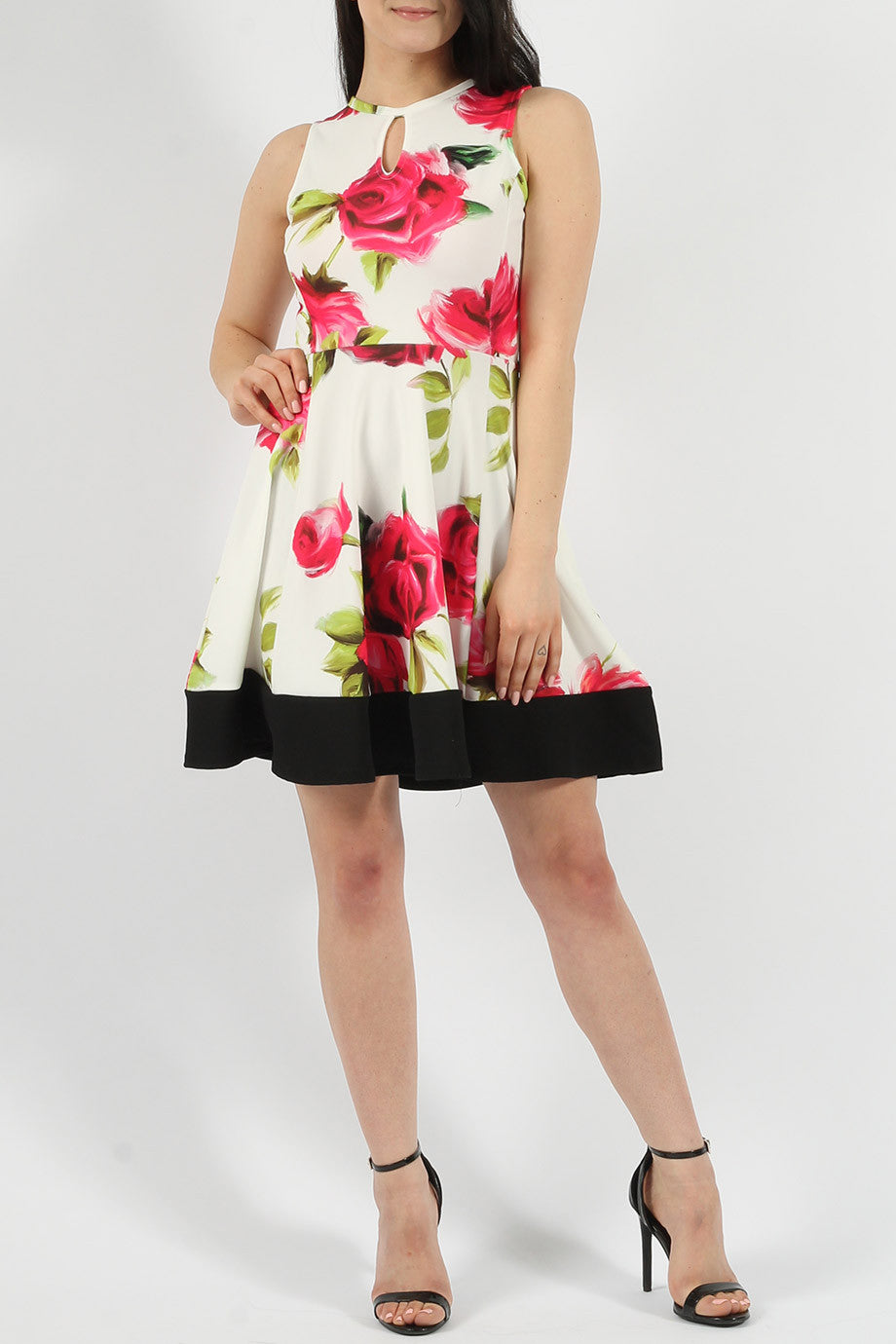knee length floral skater dress Wisteria Floral Print Mini Skater Dress