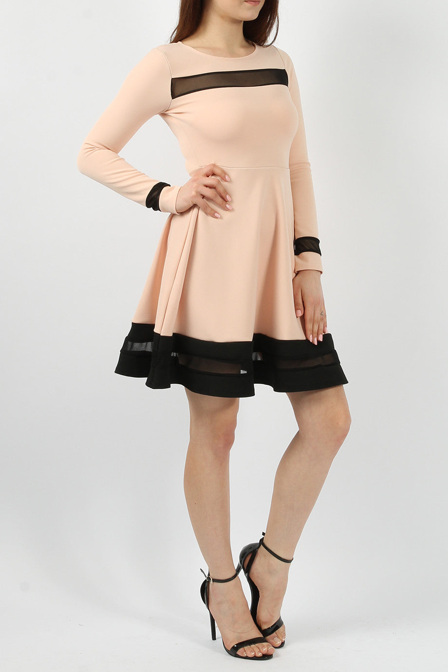Mesh Panel Skater Dress GlamourNaire Mesh Panel Skater Dress GlamourNaire