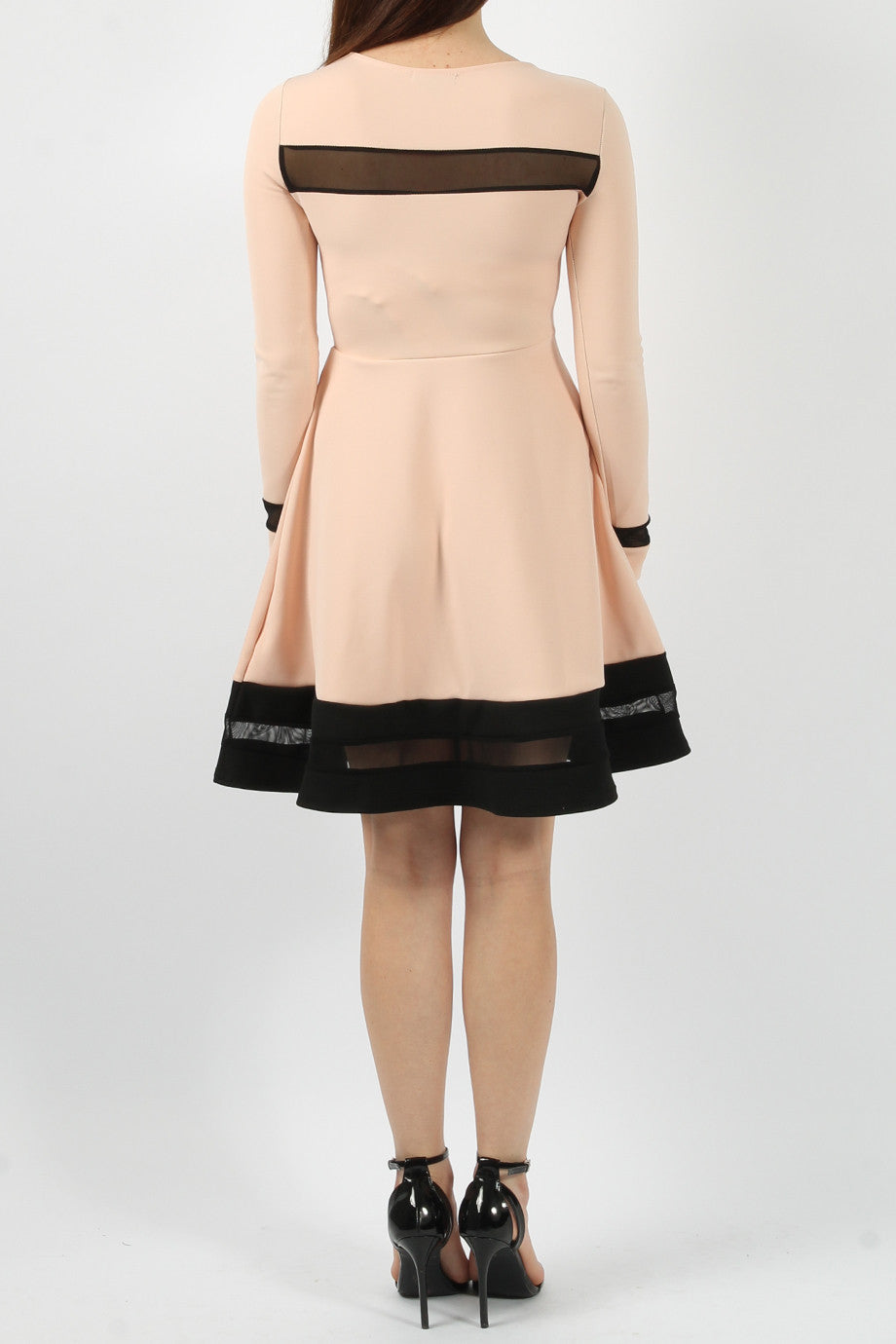 skater dress with mesh top Black Mesh Skater Dress