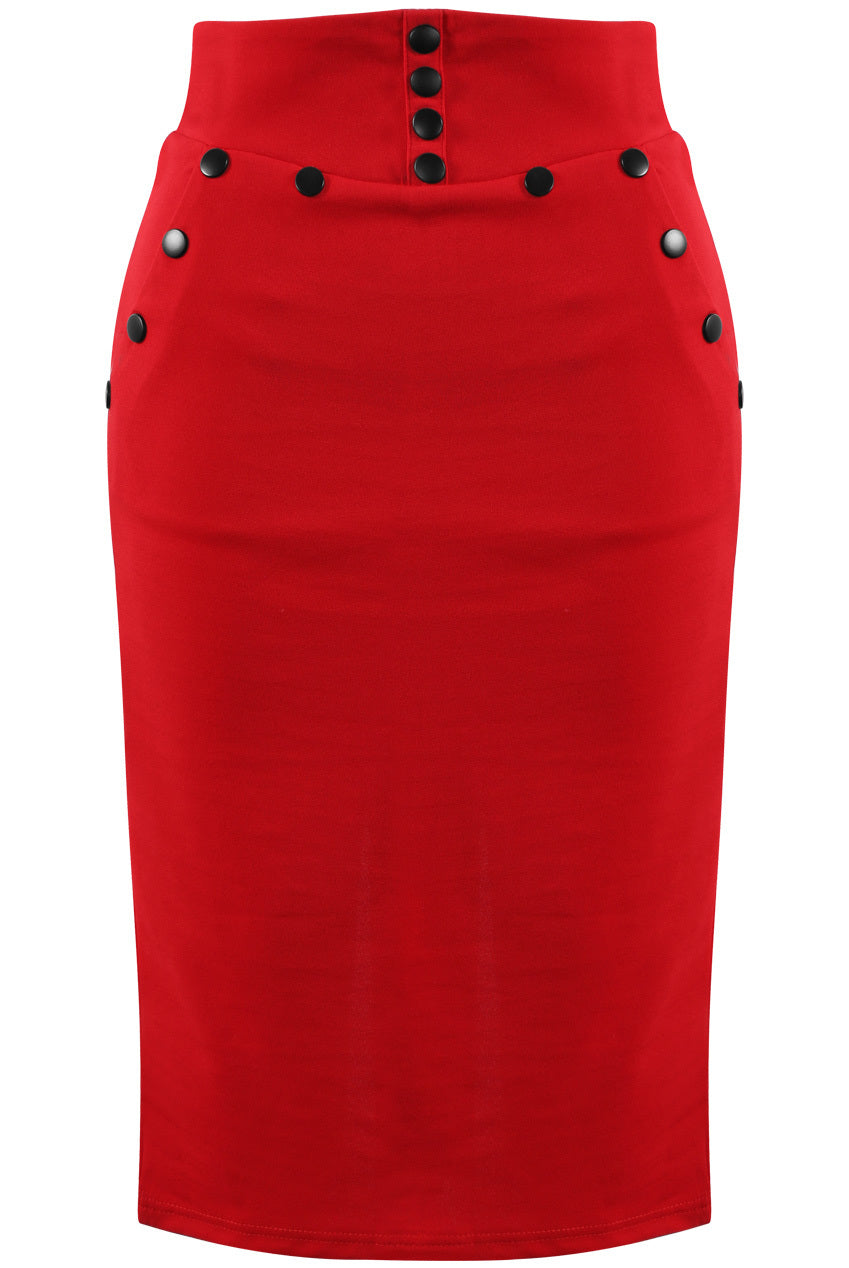 Red High waist pencil skirt 81279 main image 0